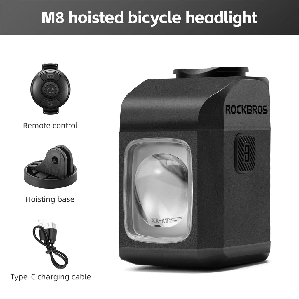 ROCKBROS Bike Light 1600LM Cut-off Line Bicycle Headlight With Remote Control Digital Display IPX6 Smart Cycling Headlamp