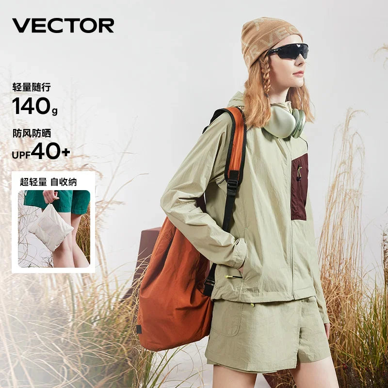 VECTOR Men Woman Windproof Hiking Jacket Waterproof Outdoor Sportswear UPF40+ Breathable Coat Camping and Outdoor Hiking