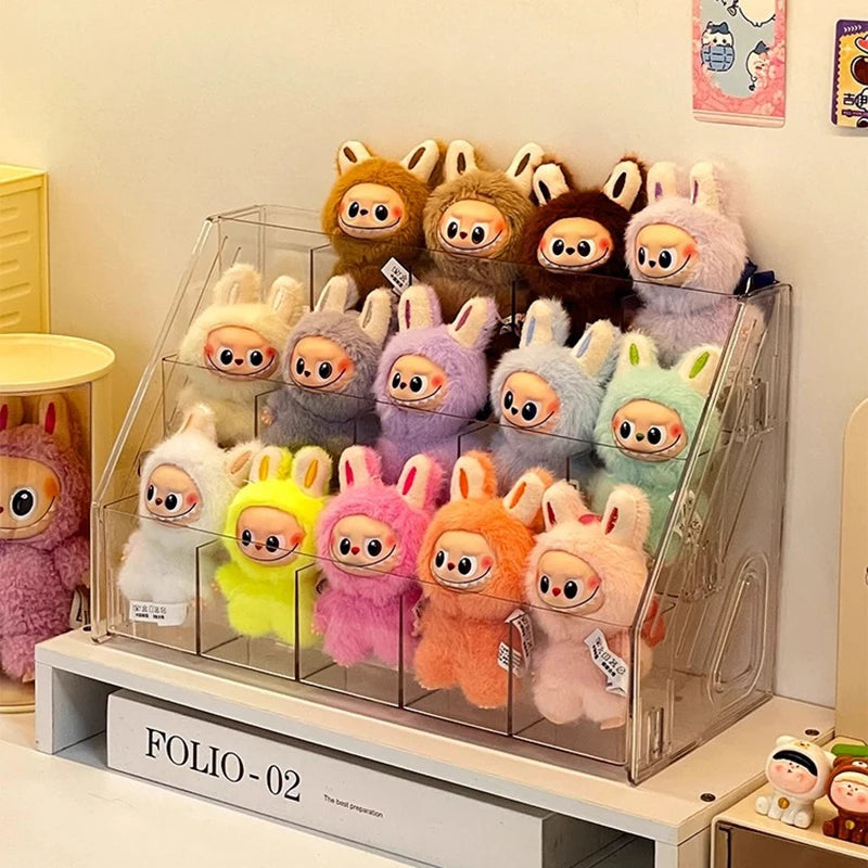 Labubu Display Rack Desktop Plush Toy Single Layer Staircase Storage Box, Pull String Blind Box Organizer