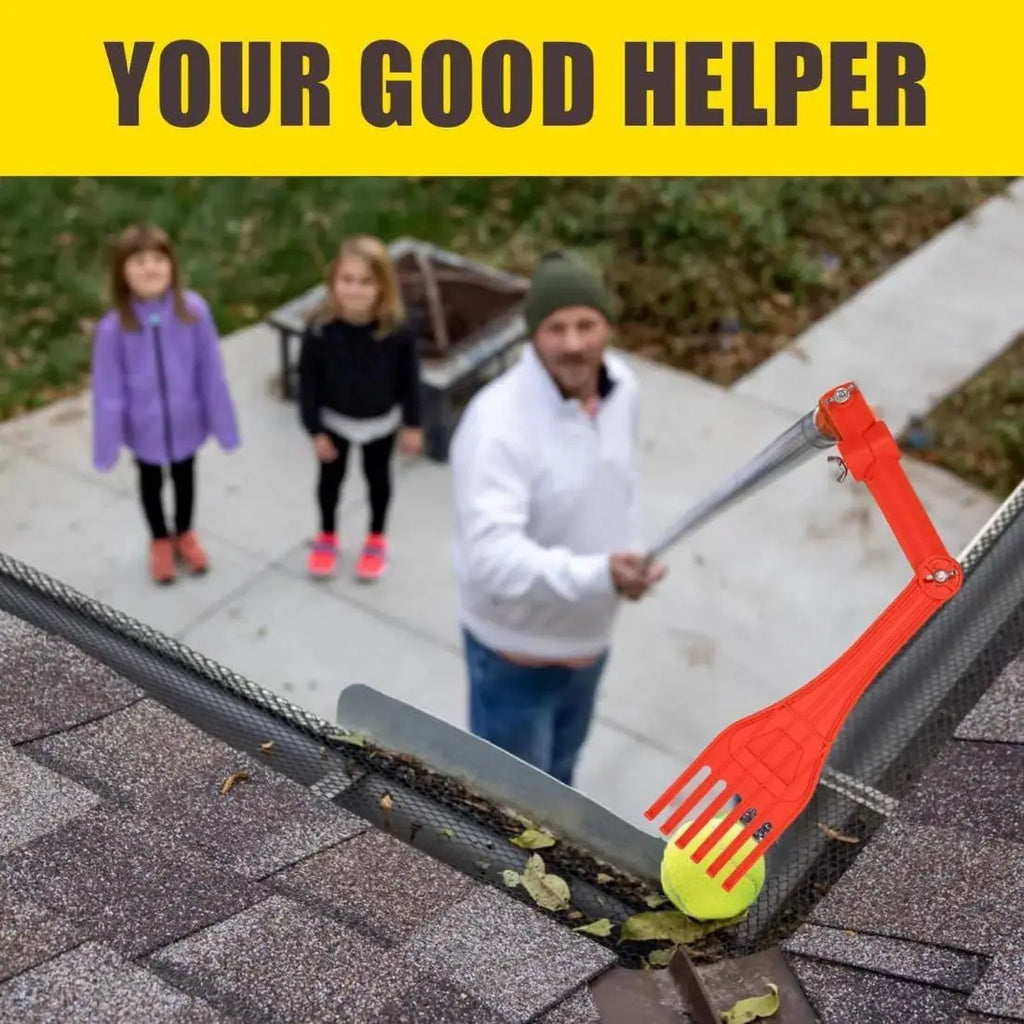 1pcs Gutter Rake From Ground Gutter Cleaning Tools Rotatable Handle Small Rake Rain Gutter Cleaning Tool for Roofs Gutters