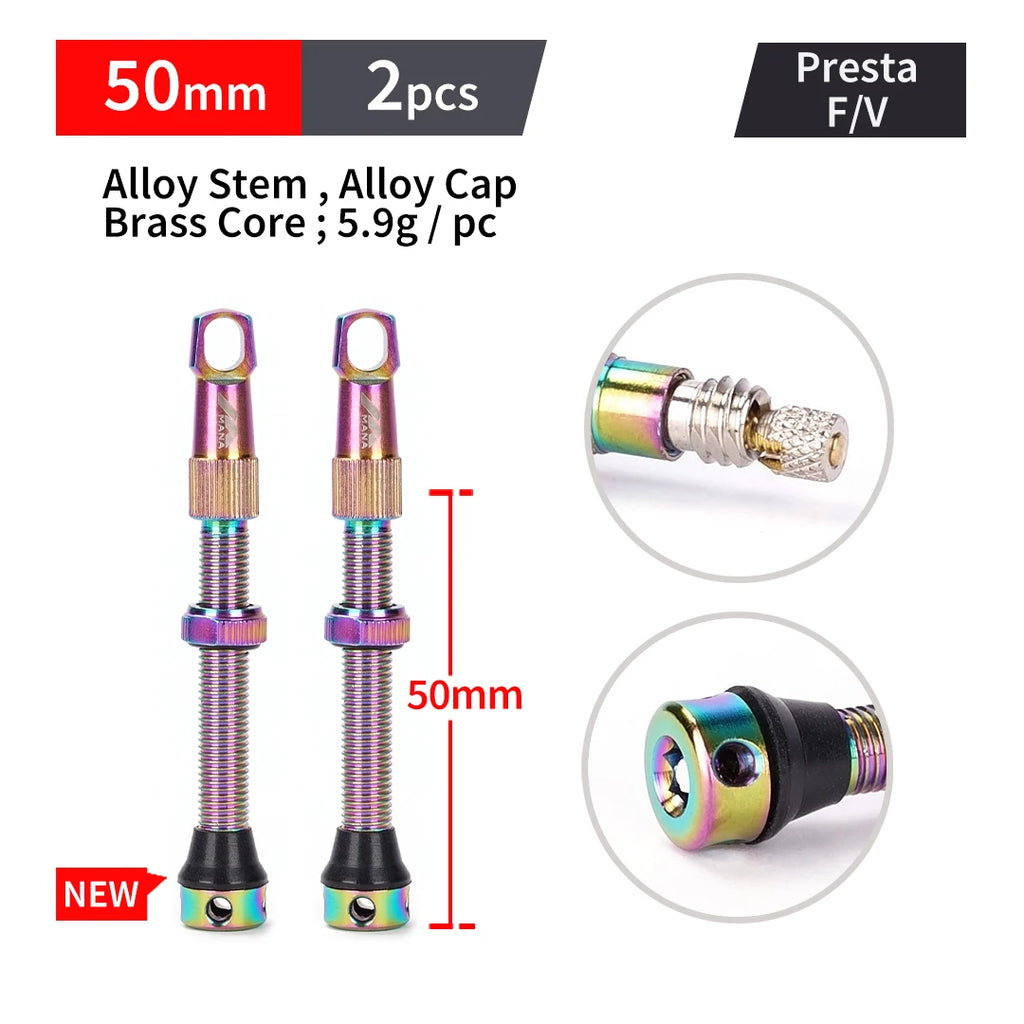 MANA 1Pair Bicycle Presta Valve 40/53/63/78/100mm 7075 Aluminum Alloy For Tubeless Road/MTB/Gravel Bike-ELITEWHEELS Valve