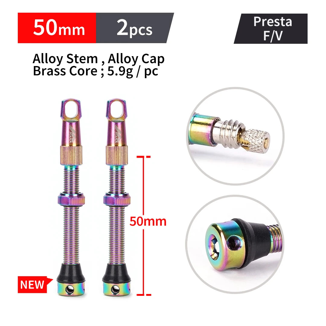 MANA 1Pair Bicycle Presta Valve 40/53/63/78/100mm 7075 Aluminum Alloy For Tubeless Road/MTB/Gravel Bike-ELITEWHEELS Valve
