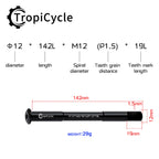 Tropicycle MTB Road Bike Thru Axle Front Fork Shaft Skewers M12x1.0 M12x1.5 12x142/162/174 12x100/110mm Aluminum alloy Bike Axle
