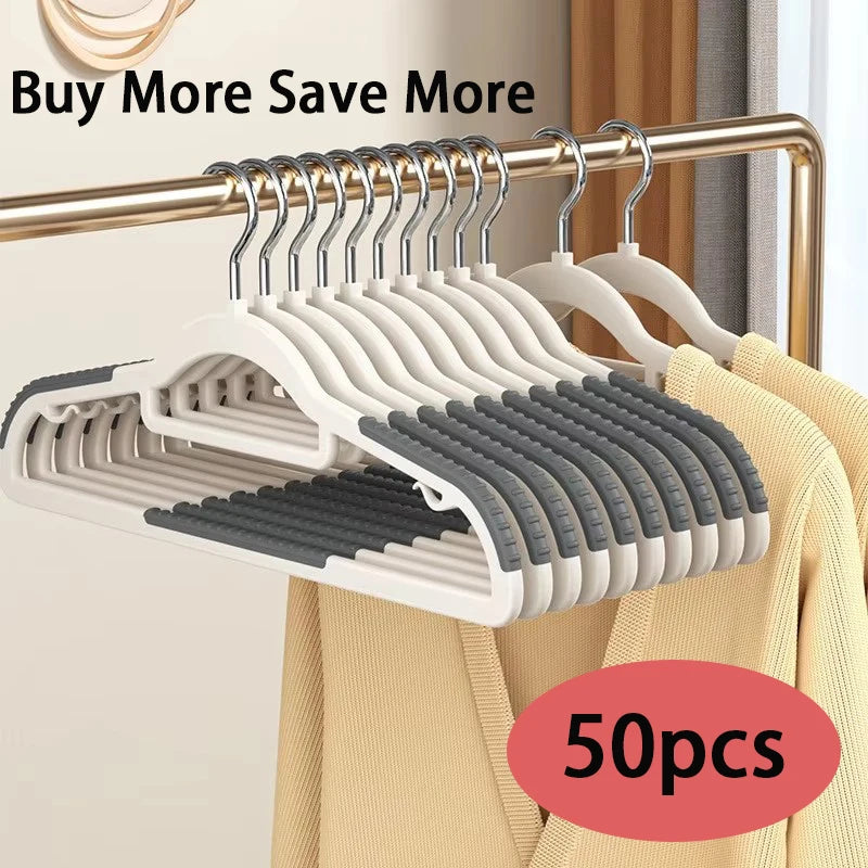 10 Piece Set Of Heavy-Duty Dry And Wet Hangers With Anti Slip Pads Saving Space With a 0.2-Inch Thick Ultra Light Organizer