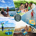 Waterproof Paddle Board Cooler Bag, Insulated Deck Bag with Pockets, Blue