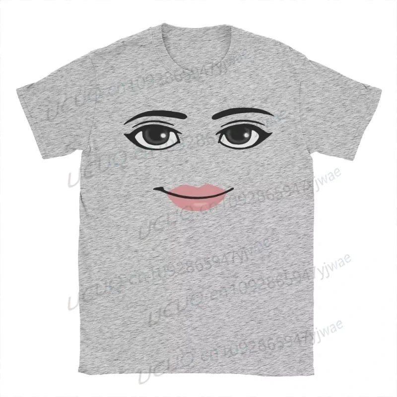 Y2k Anime Robot Robloxs Face Graphic Cotton T-Shirt Funny Men Women Clothes Tee Shirt  Hombre Unisex High Quality Cosplay Tops
