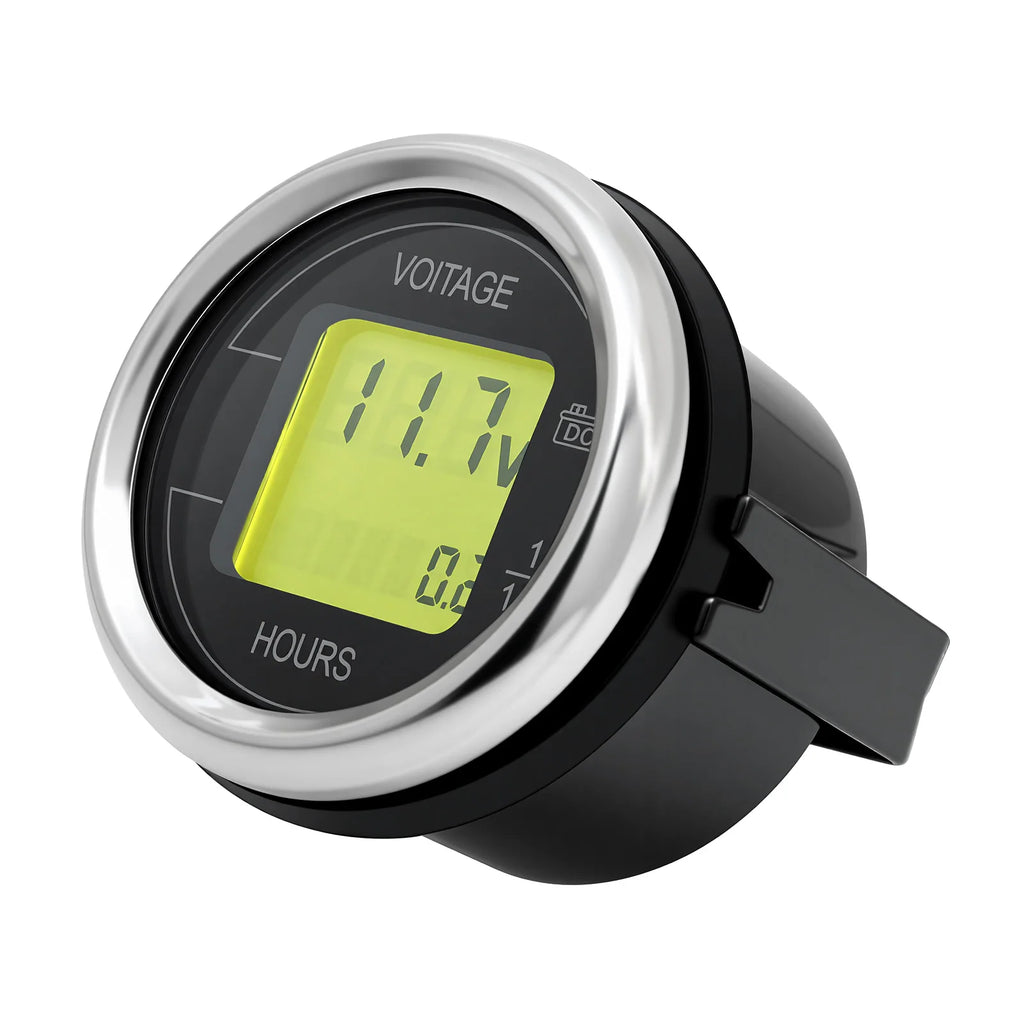 2'' 52MM Car Voltage + Hour Dual Display Gauge LED Digital Meter Waterproof Voltmeter Voltage Meter Volt Detector 12V24V 2 In 1