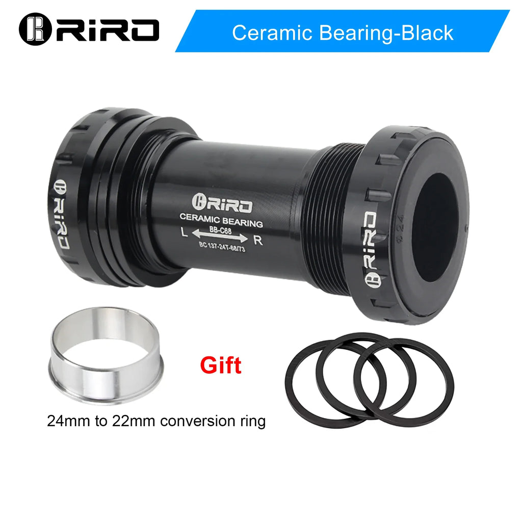 RIRO Bicycle Ceramic Bottom Bracket BB68/BB92 68/73MM Threaded BB MTB Sealed Bearings Road Bike 1.37/24mm Shaft Univesal Parts