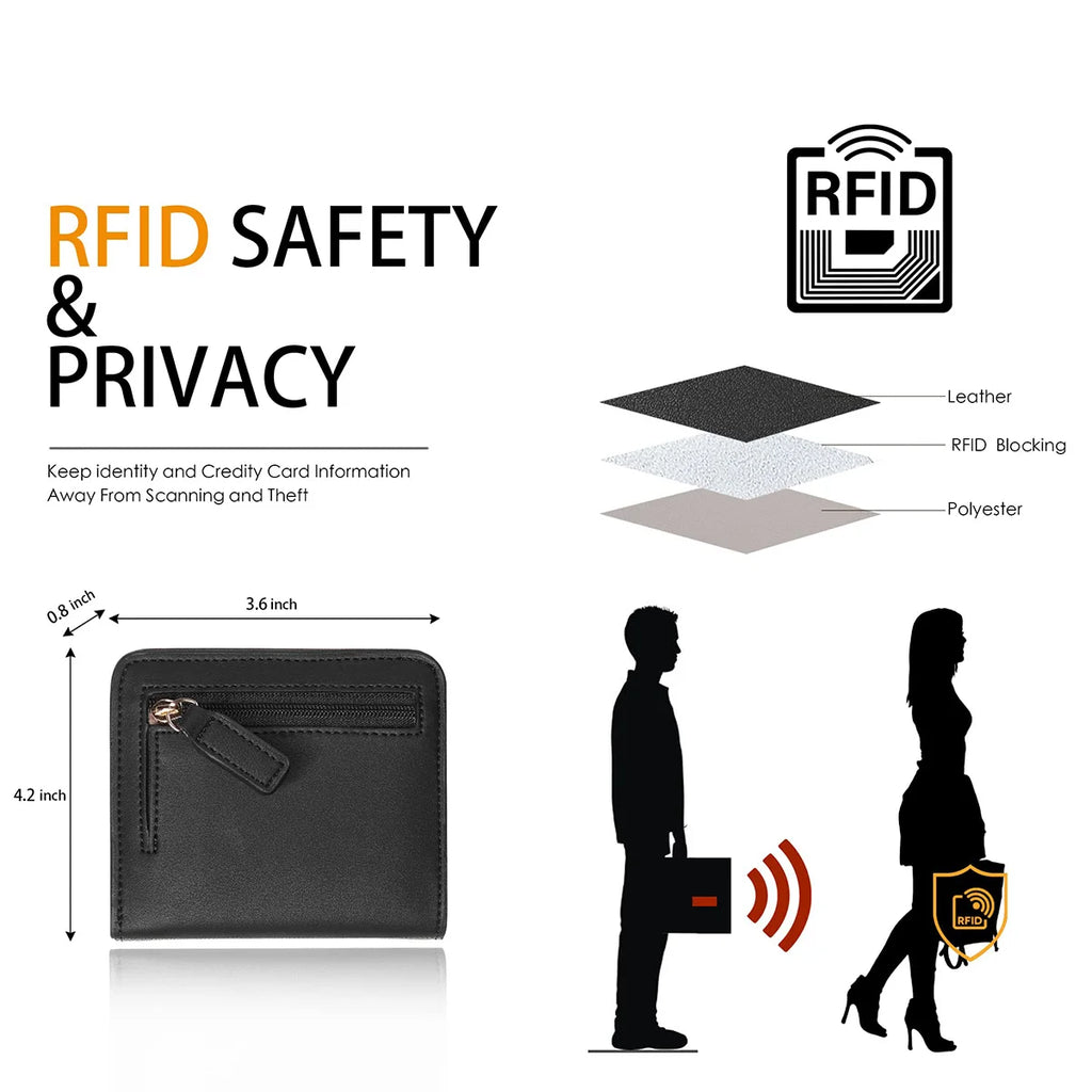 Wallet for Women RFID Blocking Small Compact Bifold Leather Pocket Wallet Ladies Mini Purse with ID Window