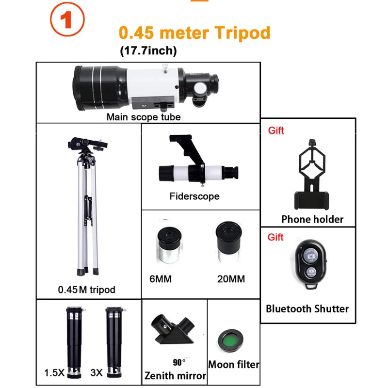 Professional Astronomical Telescope F30070 Monocular 150 Times Zoom HD Night Vision  View Moon Star  AZM70300 Stargazing