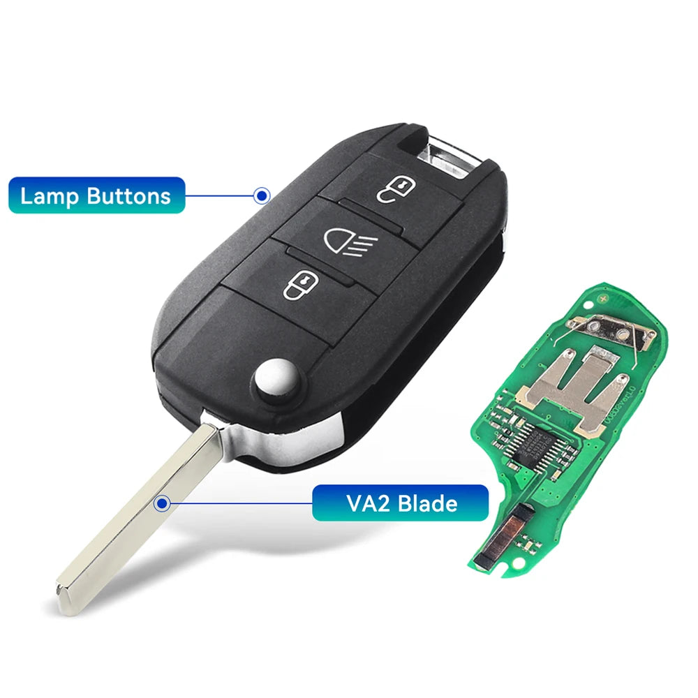KEYYOU 434MHz FSK ID46-pcf7941 Car Remote Key for Peugeot 208 2008 301 308 5008 508 VA2 Blade HU83 Blade