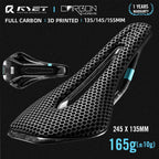 RYET 3D Printed Full Carbon Bike Saddle, 135/145/155mm MTB Gravel Road Seat
