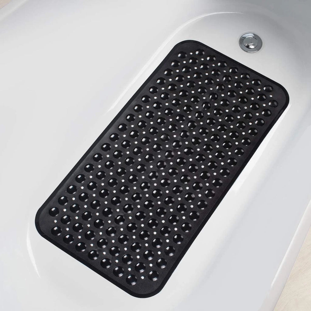1pc PVC Non-Slip Bath Mat with Suction Cups & Drain Holes 15*27.6in/38*70cm- Fast Draining Shower Mat Bathtub Mat Bathroom Mat