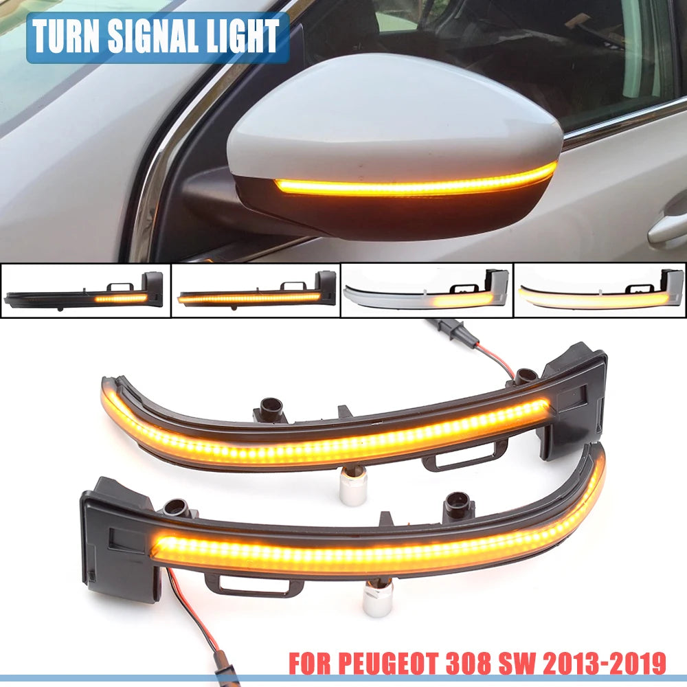 For Peugeot 308 II SW 2013-2019 LED Sequential Side Wing Mirror Turn Signal Dynamic Blinker Indicator Modern Car Styling Lamps