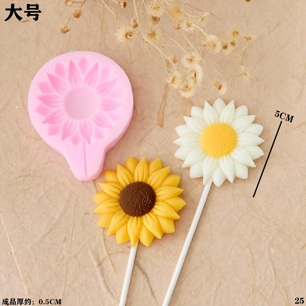 3d Flowers Cherry Blossoms Silicone Molds Daisies Five-petal Flowers Fondant Candy Chocolate Mould Cake Decor Baking Accessories