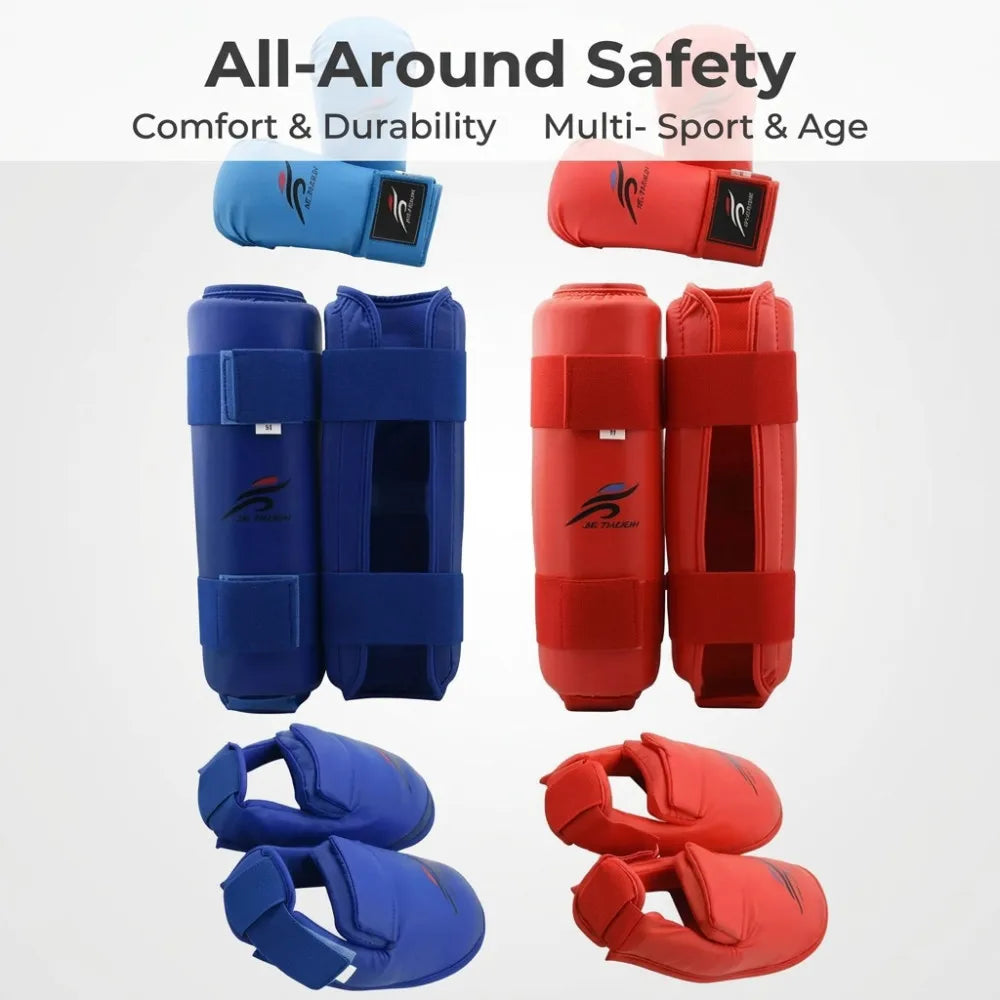 Taekwondo Karate Boxing Leg Hand Foot Protector Set Sparring Gear Shin Guard Bands Gloves Sports MMA Kids Adults Equipment