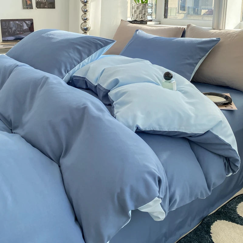 Luxurious Washed Cotton Duvet Set - Soft Comforter & Pillowcase 220x240