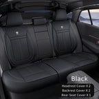 Nappa leather car seat cover set, front or rear, 5-seater, anti-slip full wrap, beige/black/brown/red