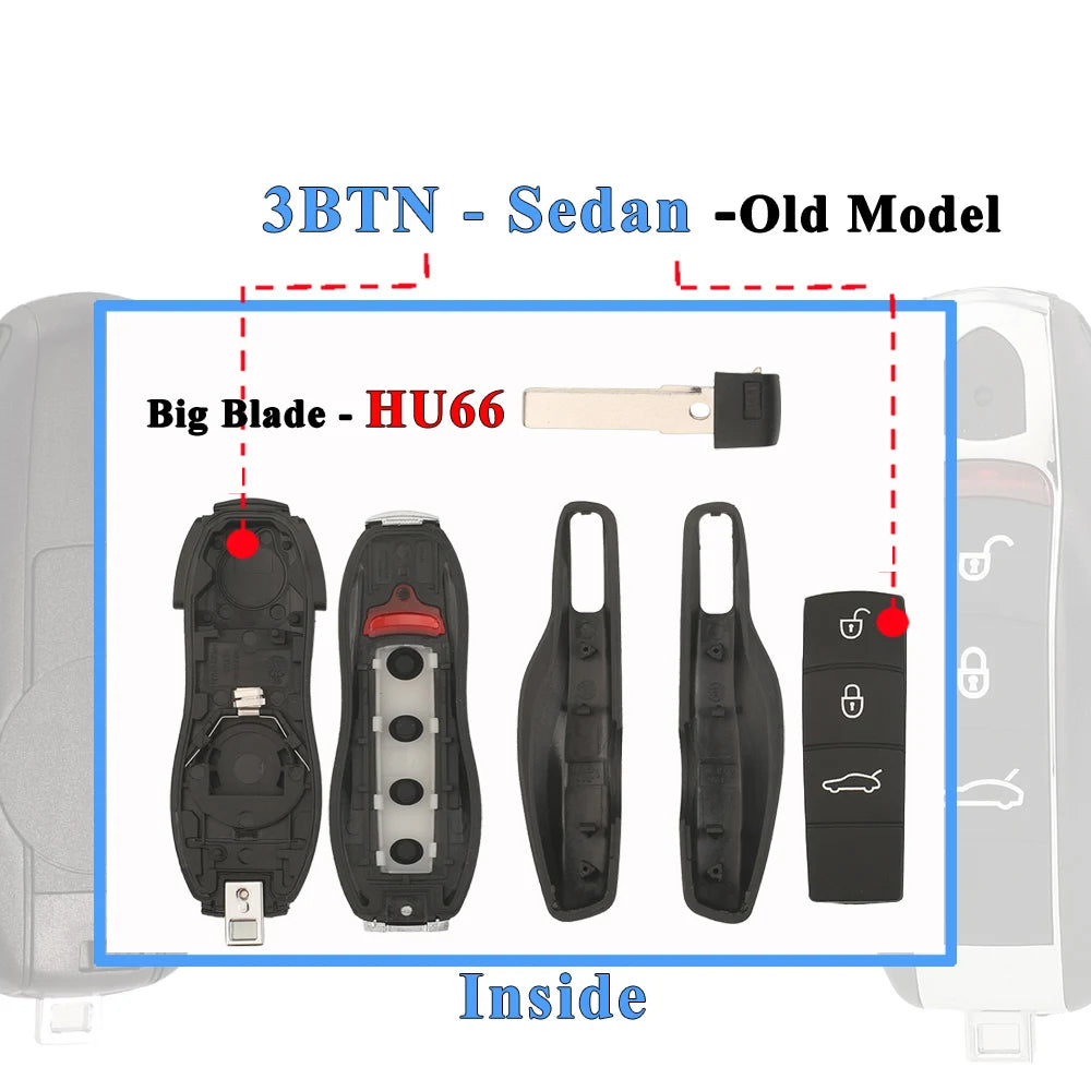 Jingyuqin Porsche Remote Key Shell Case Cover 3-4 Button, for 718 911 Cayenne Macan 2015-2026