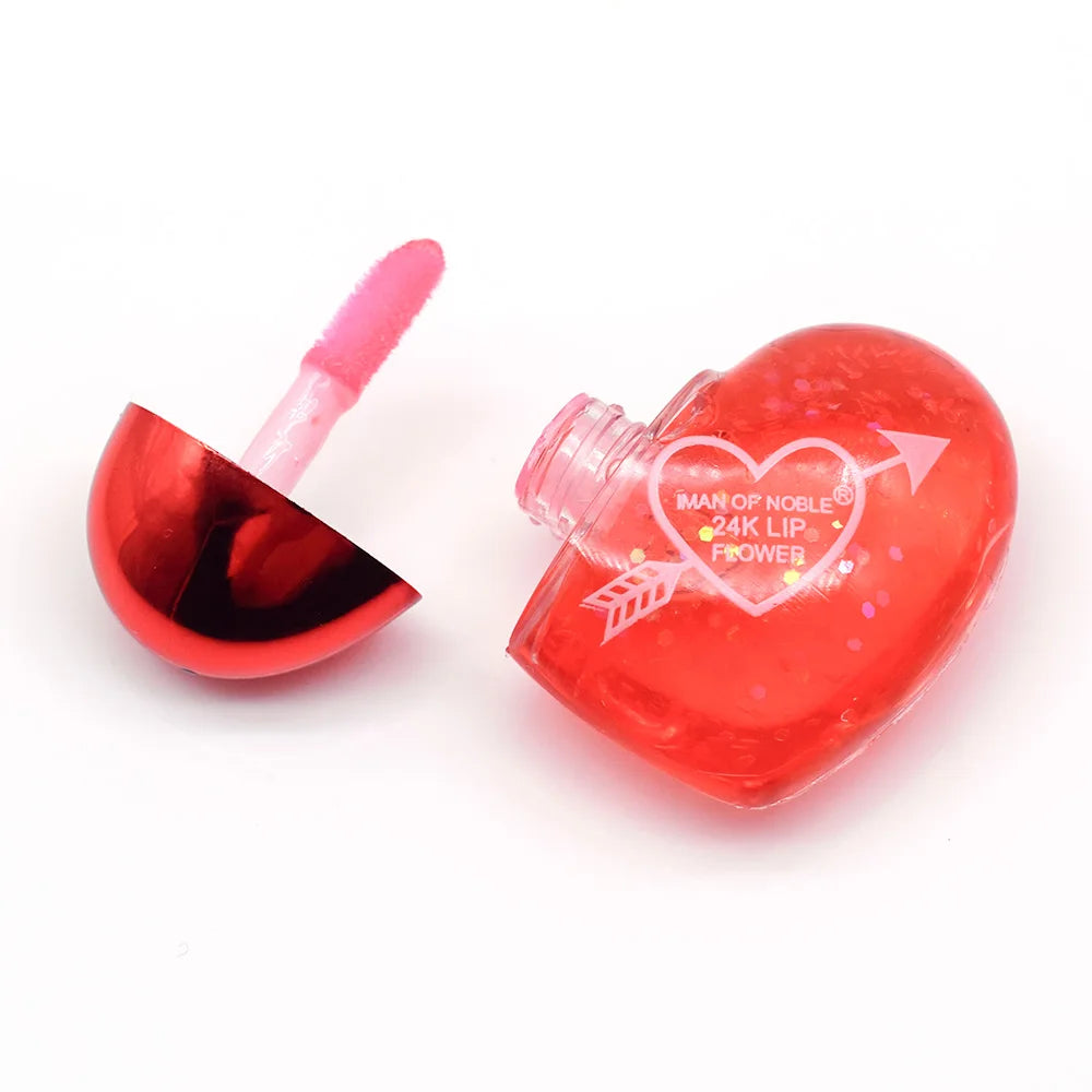 Wholesale 24pcs Sequin Lip Gloss Cute Heartshaped Colorchanged Girls Woman Kawaii Natural Moisturizing Lips Makeup Bulk