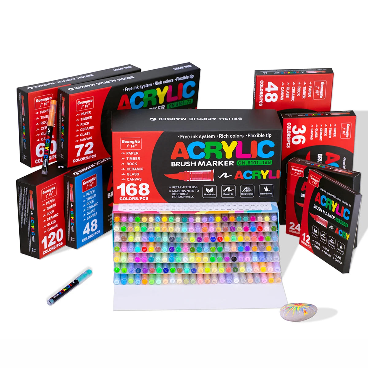 168/120/72/60/48/36/24/12pcs Dual Tips Artist Markers Set Acrylic Marker Set Ideal For School, Office Decor, And Artistic Gifts
