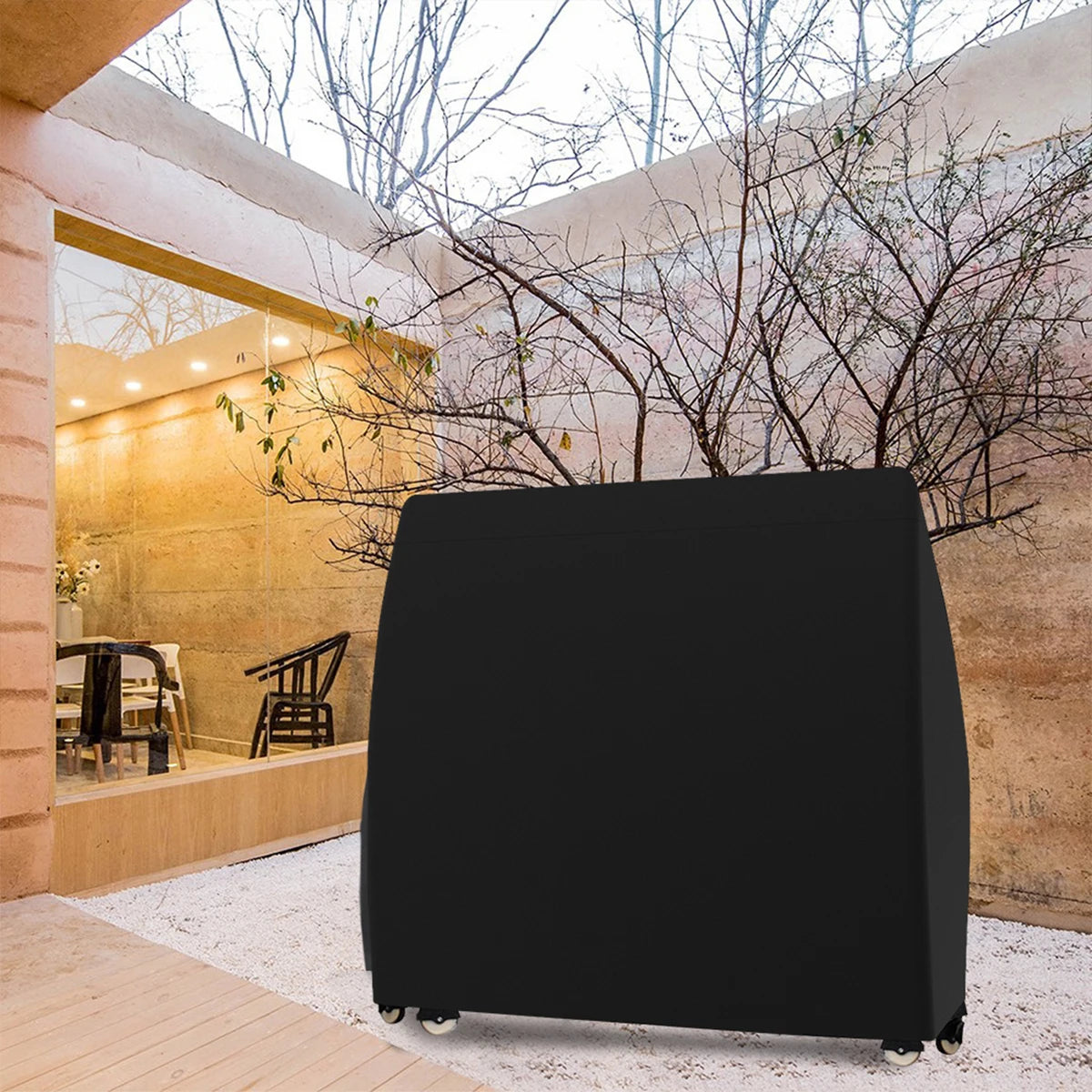 Table Tennis Table Cover Waterproof Oxford Fabric 165x70x185cm Black Indoor/Outdoor