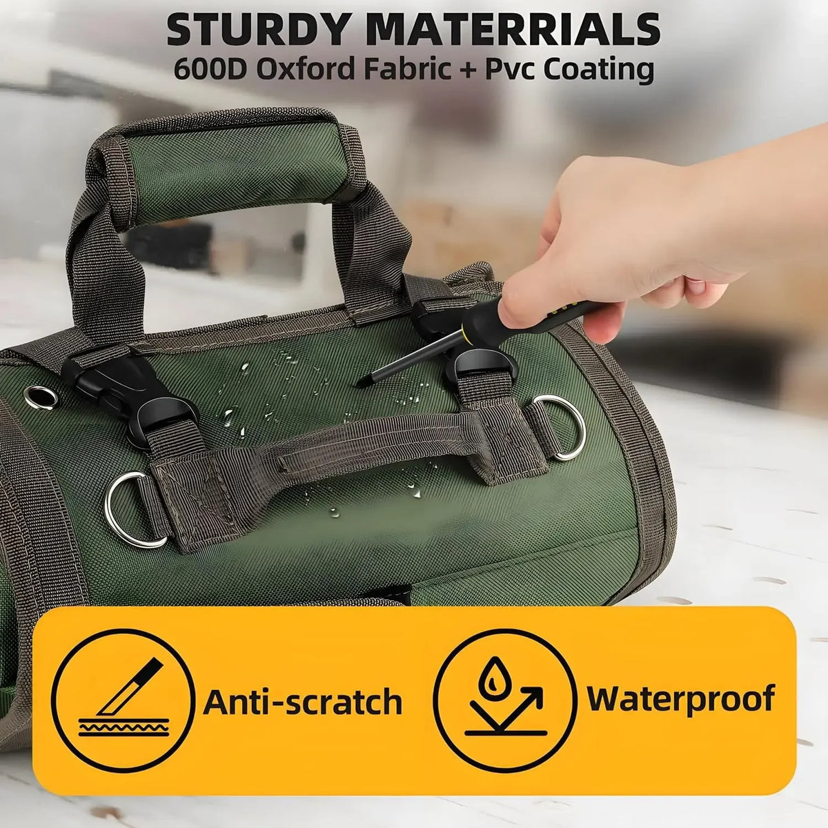 Heavy-Duty Multi-Purpose Professional Multi-Pocket Tool Roll Portable Organizer with Multiple Compartments for Hardware DIY