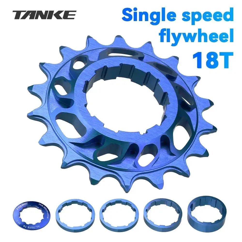 TANKE Single Speed Flywheel Conversion Kit HG Cassette Cog 7075 Aluminum 15T-18T