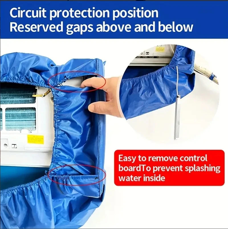 Hanging AC Cleaning Cover Kit, Reusable Dust Water Bag w/ Support Plate, 105cm 2pcs