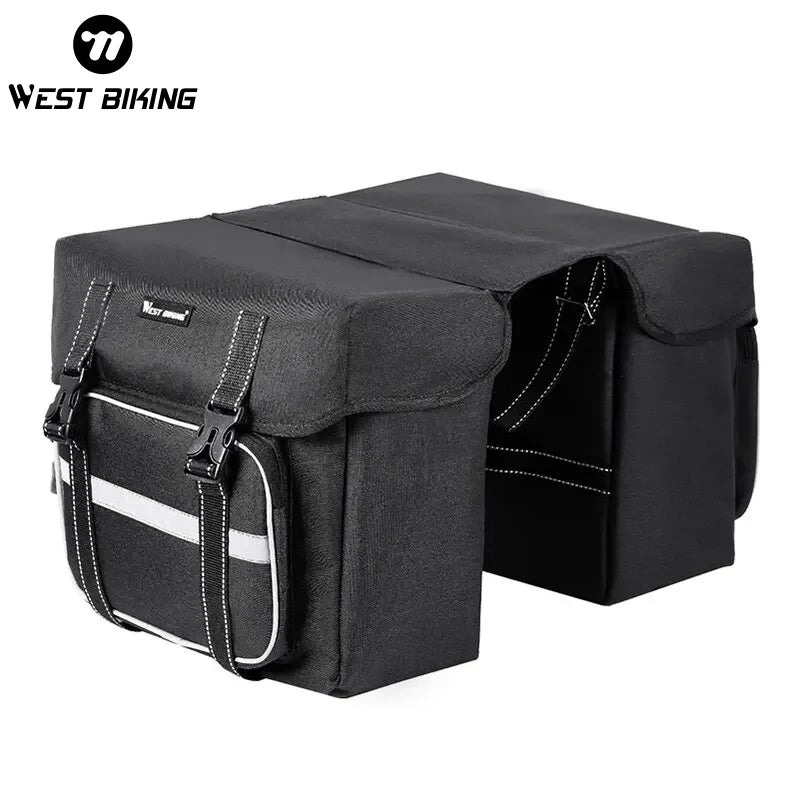 WEST BIKING Bicycle Rear Seat Bag 25L Large Capacity Outdoor Luggage Carrier Bags Cycling MTB Road Bike Trunk Double Pannier Bag