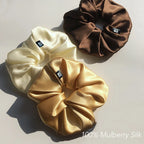 Mulberry Silk Oversized Scrunchie Hair Tie 6cm Elastic Ponytail Holder, Baby Blue