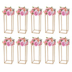 10Pcs Wedding Flower Stand Set 23.62"H Gold Metal Column Rack Wedding Party Prop Decor Balloon Display Holder Flower Vase Pillar