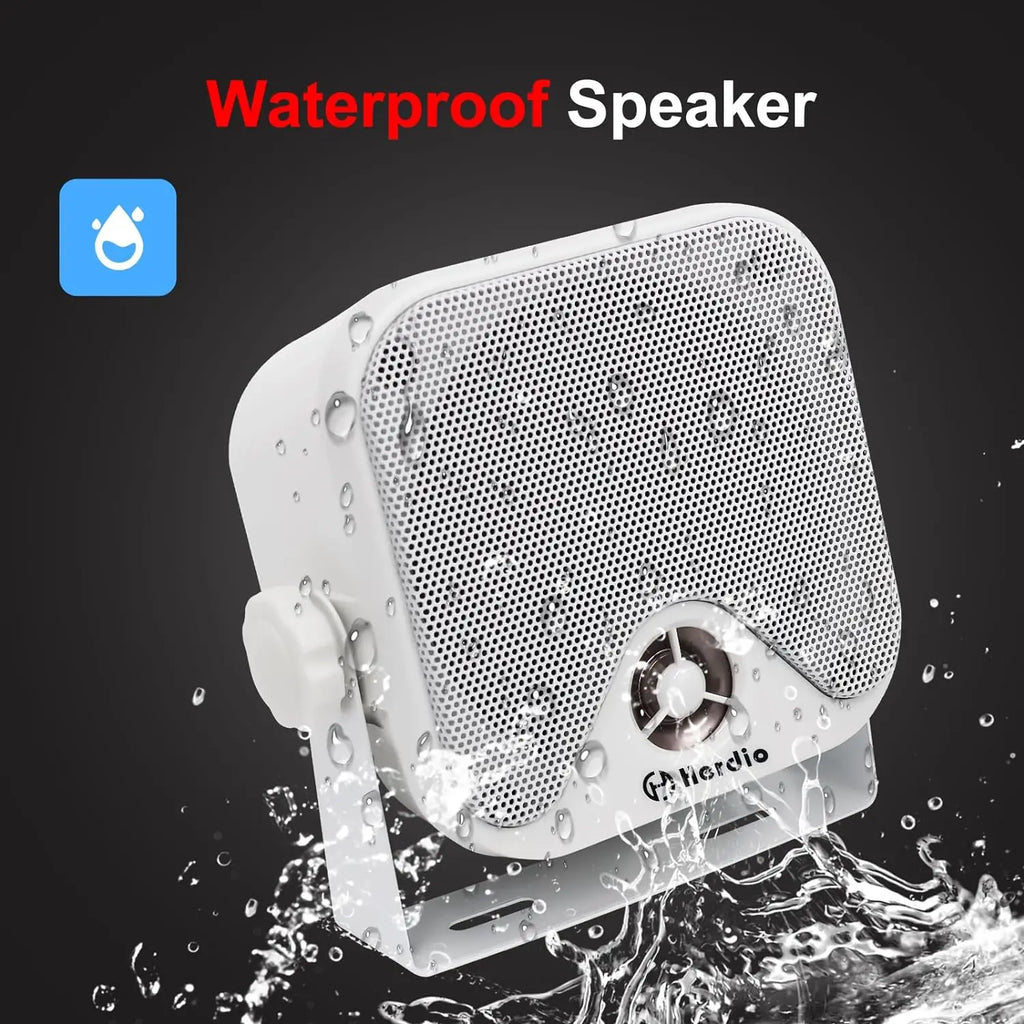 Herdio 4 Inch Heavy Duty Waterproof Boat Marine Box Outdoor Speakers Surface Mounted For Skid Steer ATV UTV RZR Golf Cart Boat