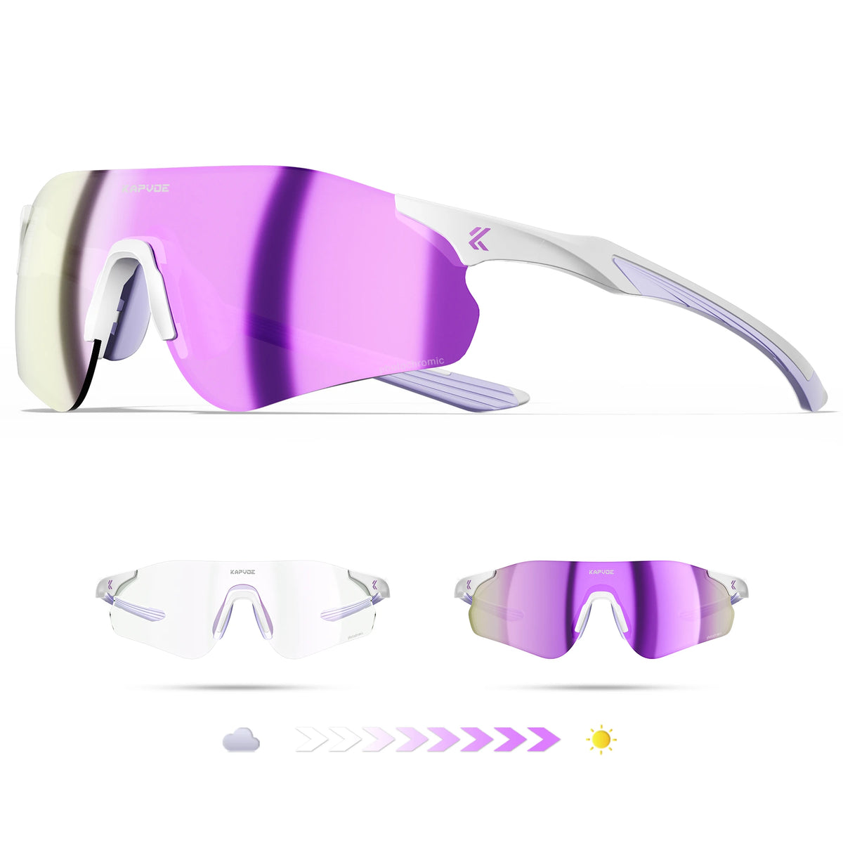 Kapvoe New Cycling Photochromic Glasses Men Women Road Bicycle Sunglasses UV400 Sports Riding Eyewear Outdoor Running Goggles