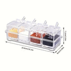 Clear Seasoning Box - Spice Storage Container Storage Tool for Kitchen Herb Spice Tools Gadgets-Cruet with Cover and Spoon