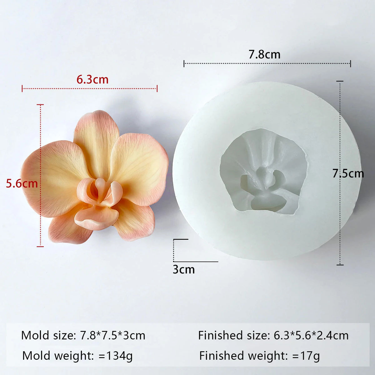 3D Orchid Flower Silicone Mold Phalaenopsis Candle Wax Mold DIY Aromatherapy Plaster Cement Craft Home Decor Gift Mold