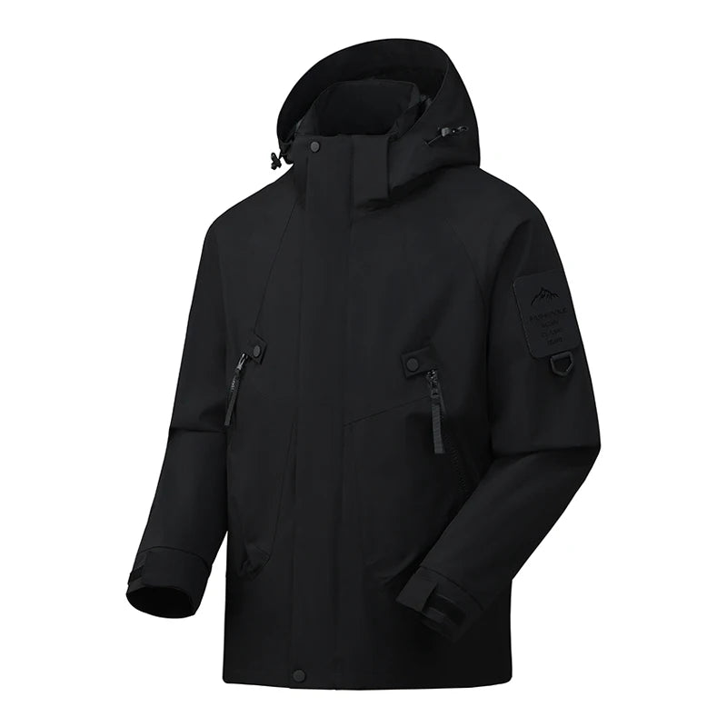 JNLN Unisex Waterproof Hiking Jacket With Detachable Hood Lightweight Windproof Coat Breathable Raincoat for Camping Climbing