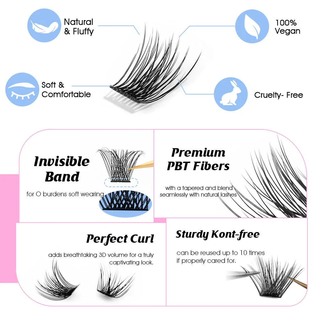 YUANZHIJIE Individual Eyelashes Makeup Cilios Cluster Eyelash Extension Wispy C/D Curling Volume Black Soft False Eyelash Makeup