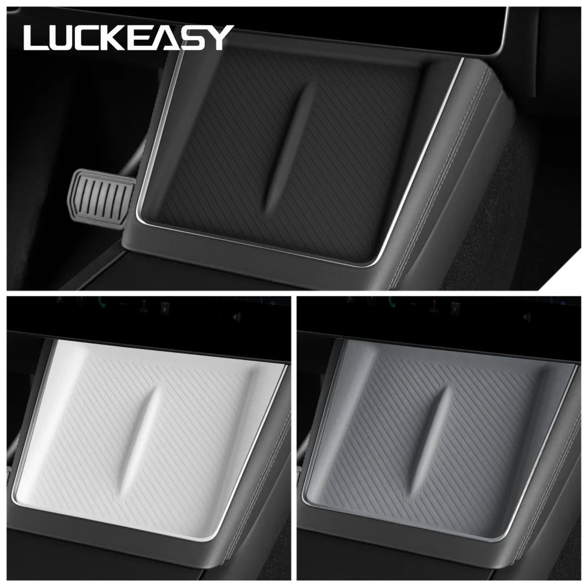 LUCKEASY for Tesla Model Y Launch 2025 Juniper Car Anti Dirt Pad Mobile Wireless Charging Anti-Slip Mats Silicone Accessiories