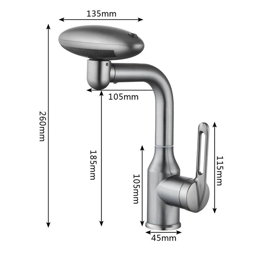Multi Functional Waterfall Basin Faucet 4 Water Outlet Mode Spray Faucet 360°Rotation,Hot Cold Water Sink Mixer Tap For Bathroom