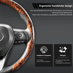 Car Steering Wheel Cover 38cm (15in) Mahogany Wood Grain, Anti-Slip, for BMW 1/3/5 Series X1 X3 X5