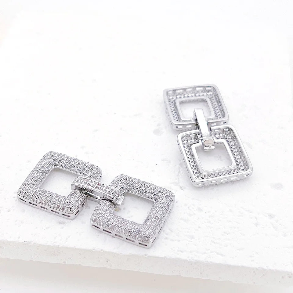 1 Pcs Wholesale Micro-set Square Necklace Bracelet Clasp Jewelry Accessories Full Zirconium Connecting Clasp DlY Accessories