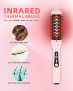 Infrared Hair Curler Comb 1.5inch Heated Round Brush for Curling and Straightening Dual Voltage for Travel Using