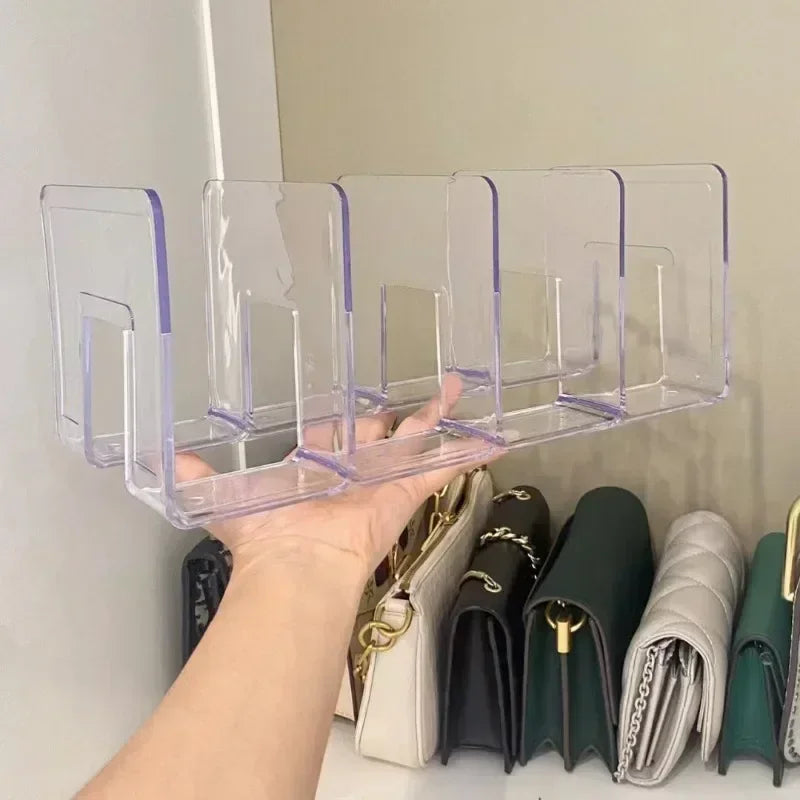 Acrylic handbag storage rack handbag divider organizer luxury bags storage rack for women transparent partition display cabinet