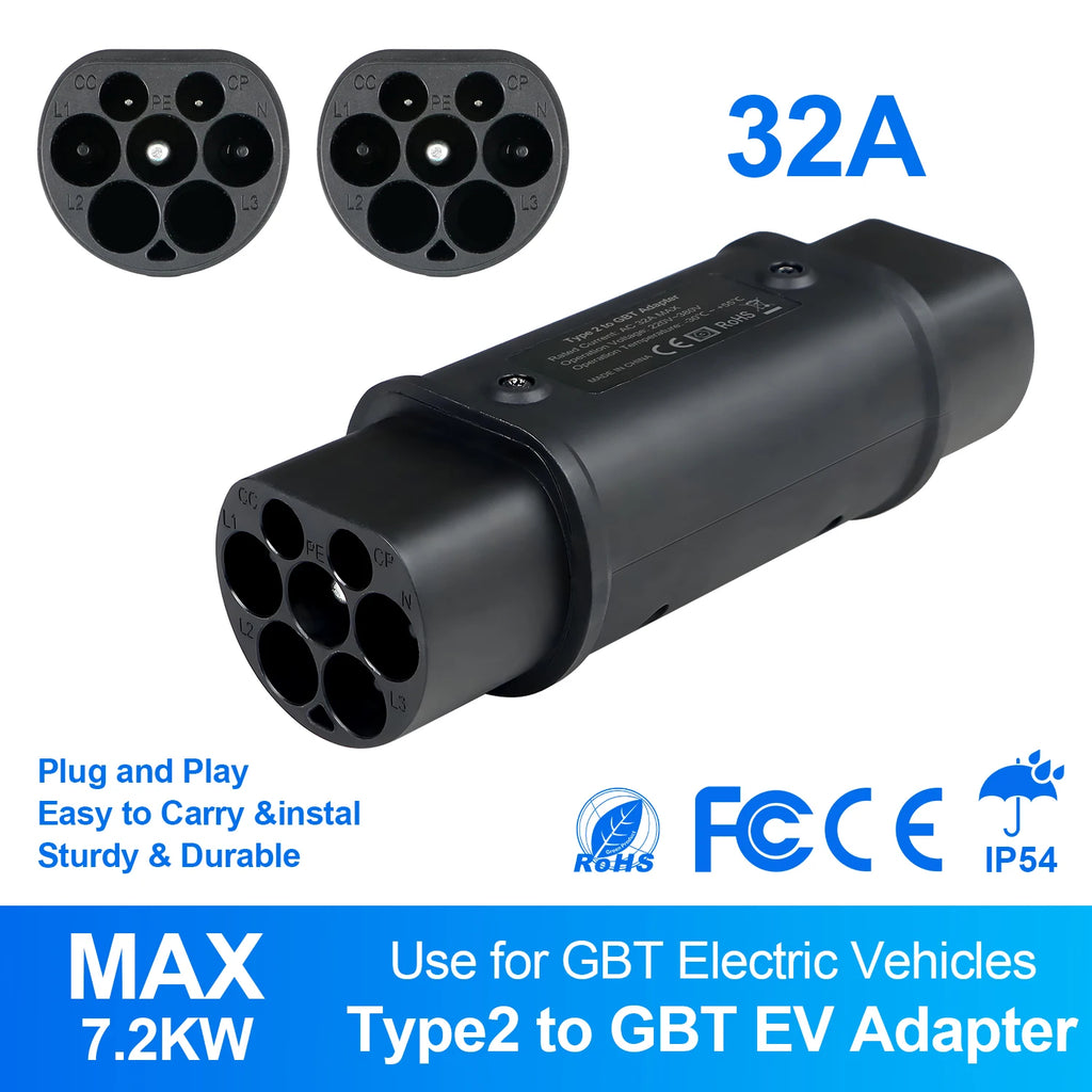Kolanky 32A 7.2KW EV Charger Adapter Type 2 To Gbt Conventer For China GBT Electric Vehicle Cars Adaptor