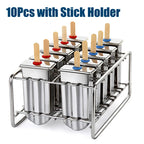 Stainless Steel Popsicle Mold Rack Ice Lolly Mold Frozen Lolly Popsicle Maker Homemade Ice Cream Mold with Popsicle Holder
