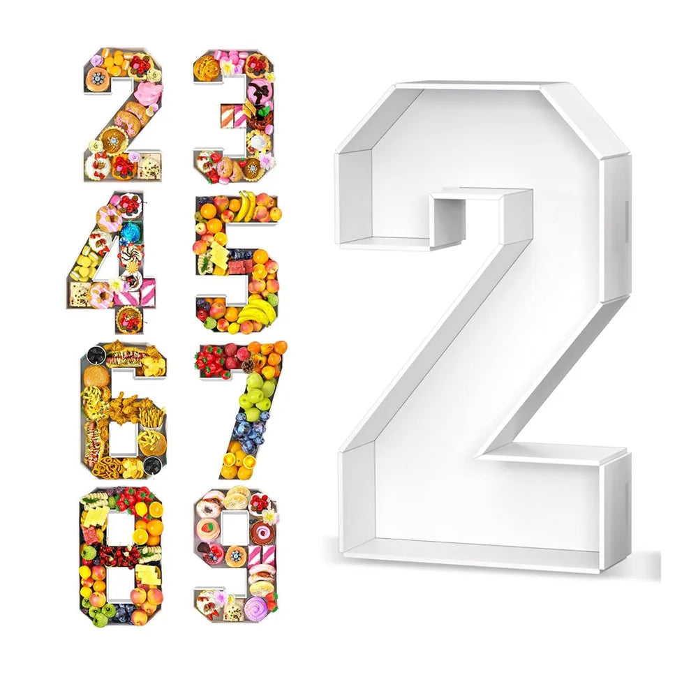 Food Fillable Number Shaped Sweets Flower Candy Cupcake Container Box for Wedding Anniversary Birthday Party Baby Shower Decore