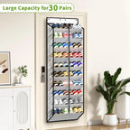Over the Door Shoe Organizer Hanging Rack, 20 Pocket, Black/Grey/White, 1pc or 2pc