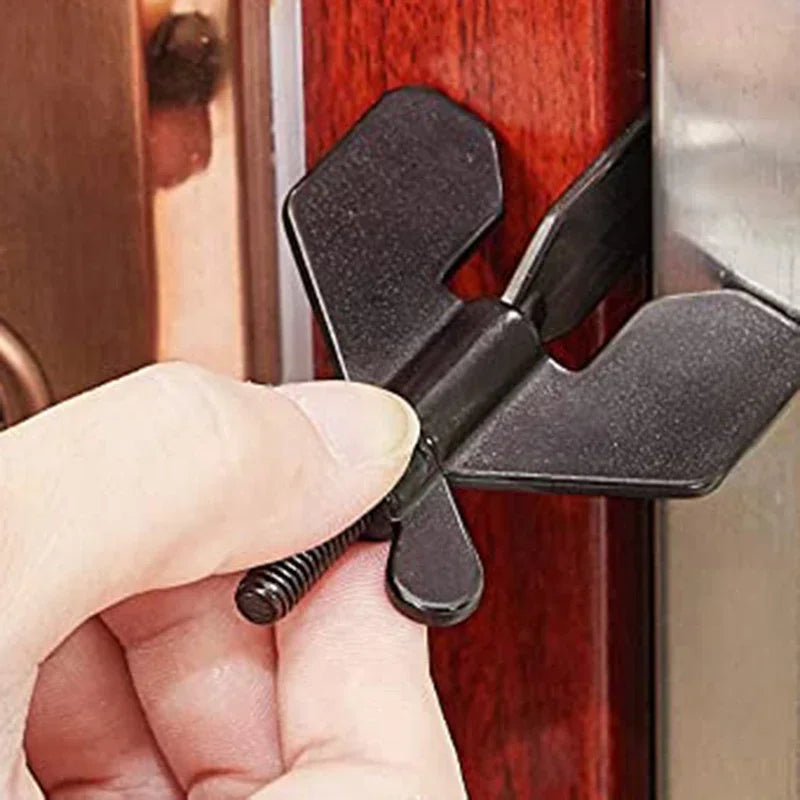 Portable Door Lock for Travel & Hotel, Privacy Anti-Theft Door Stopper, Black/Gold