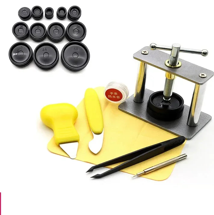 23PCS Professional Watch Press Set Watch Back for CASE Closing Tool & Fitting Dies Watch Repairing Tool Die Kit for Watchmaker